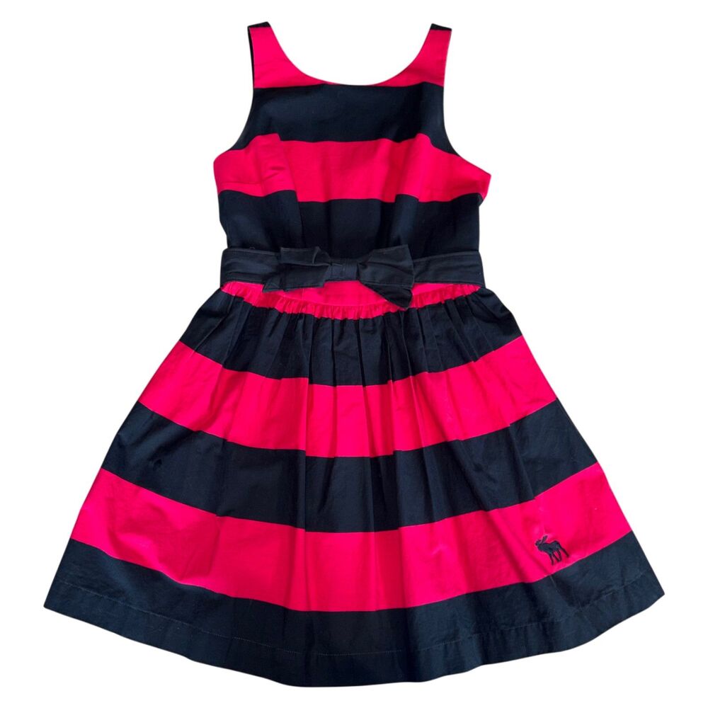 Abercrombie & Fitch Pink & Navy Blue Striped Dress With Bow Womens Size 0 Y2K